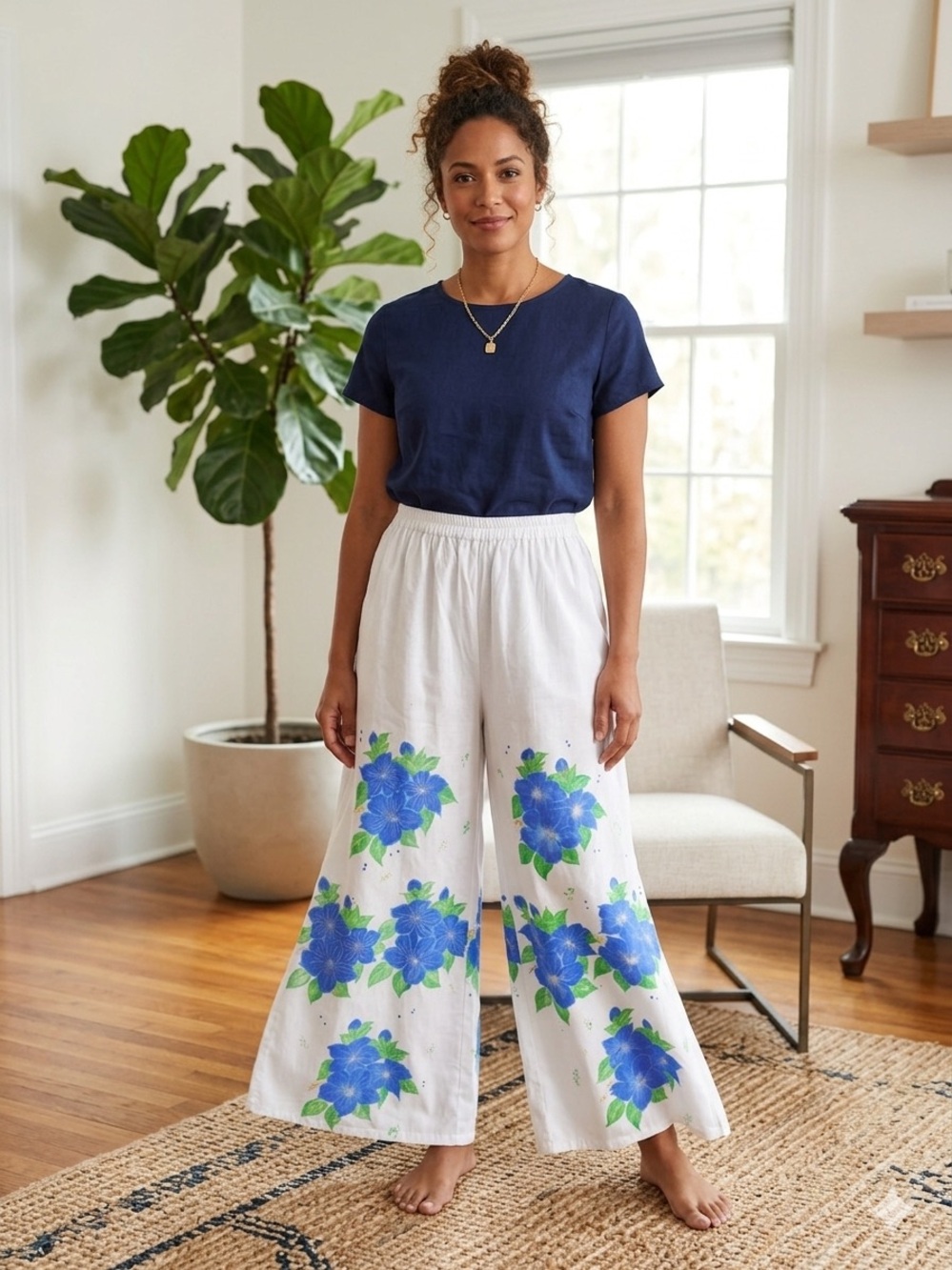 Hand-painted summer pants made from 100% cotton ☀️✨